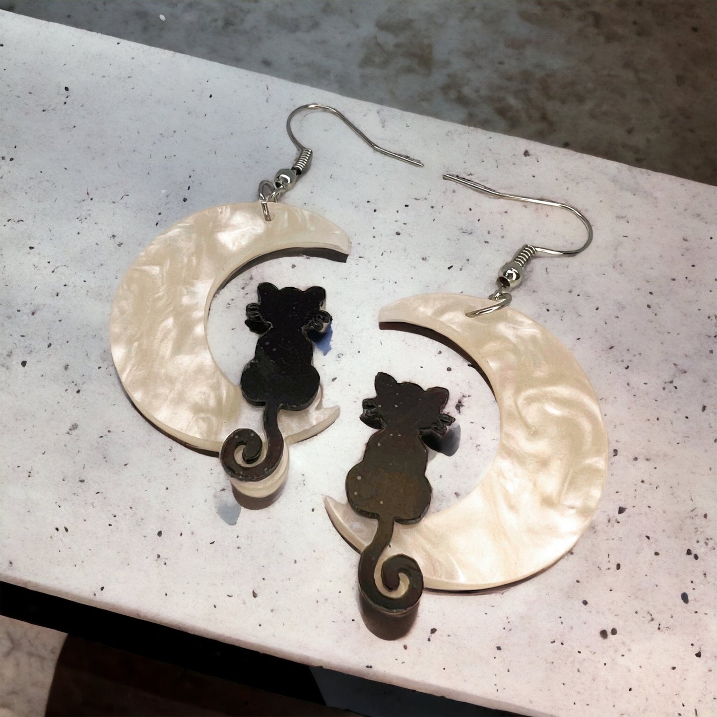 Bewitching Black Cat & Moon Earrings – Enchant Your Halloween Style! - Rhythms of Grace Creative