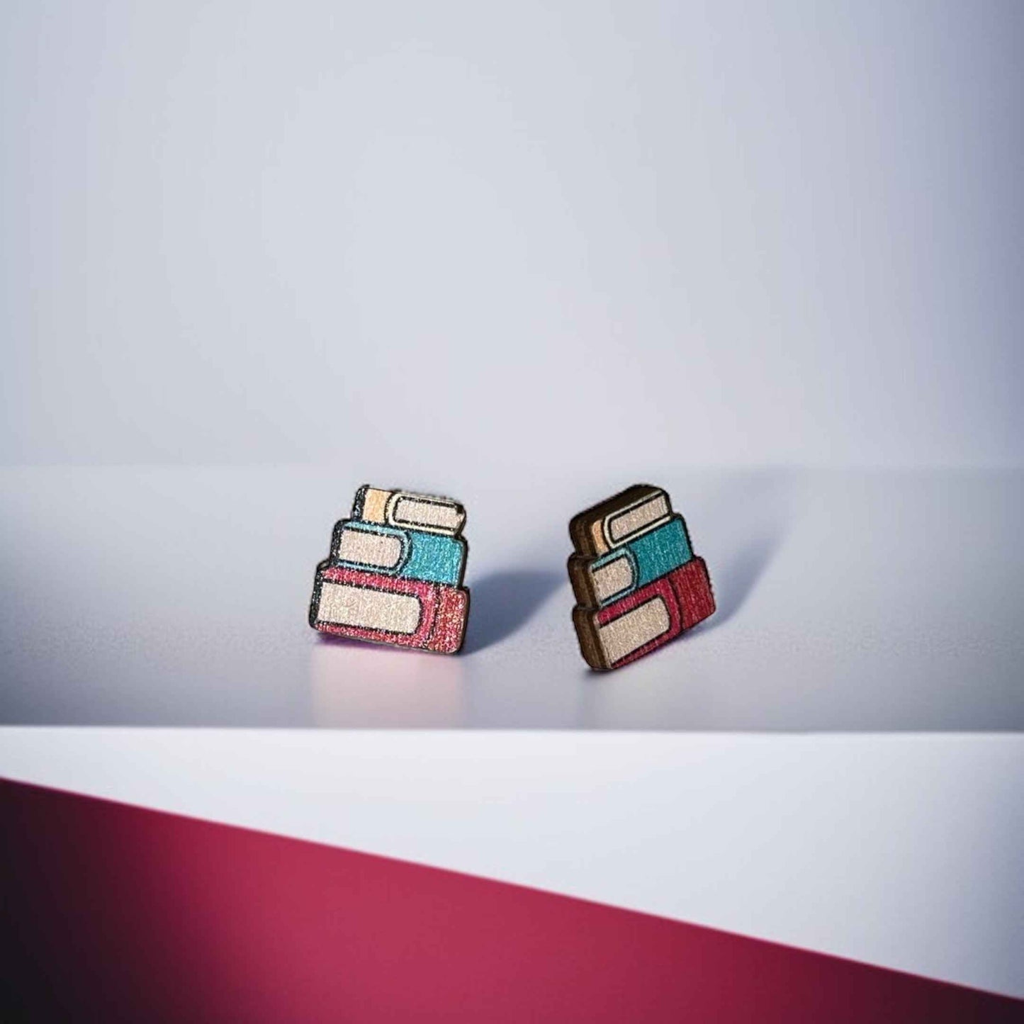 Stack of Books Stud Earrings - Perfect for Book Lovers! 📚