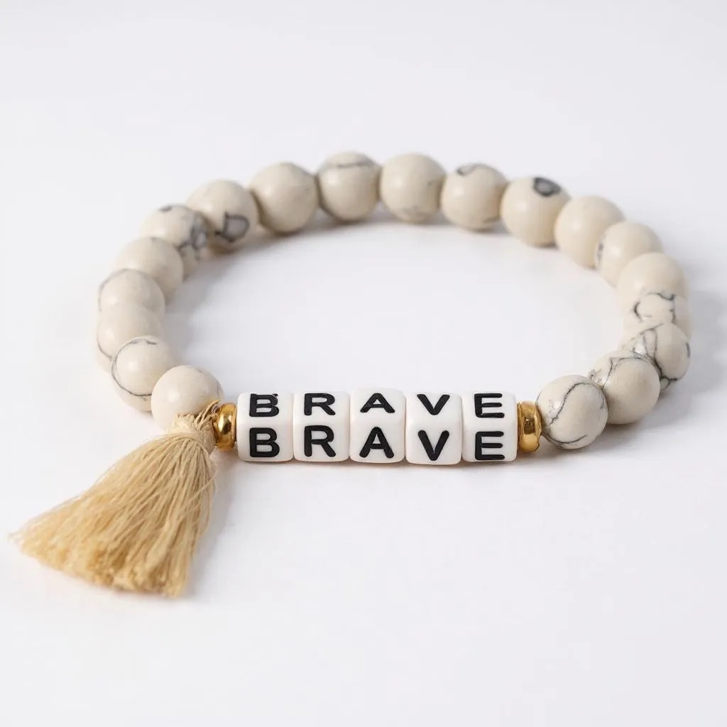 "Wear Your Brave" – Stone Beaded Bracelet for Everyday Courage