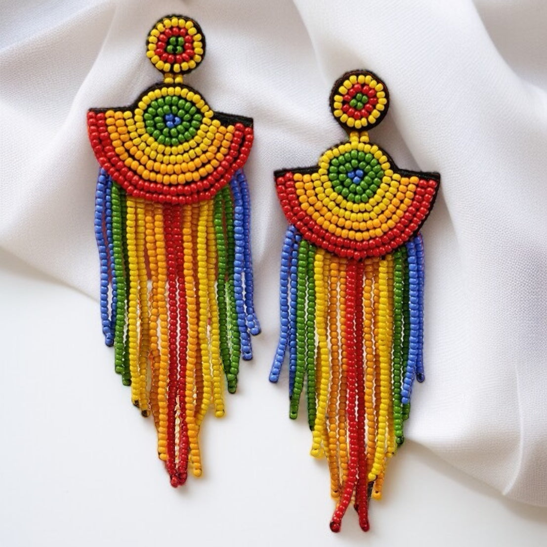 Rainbow Radiance: Boho Chic Beaded Earrings for Every Celebration!