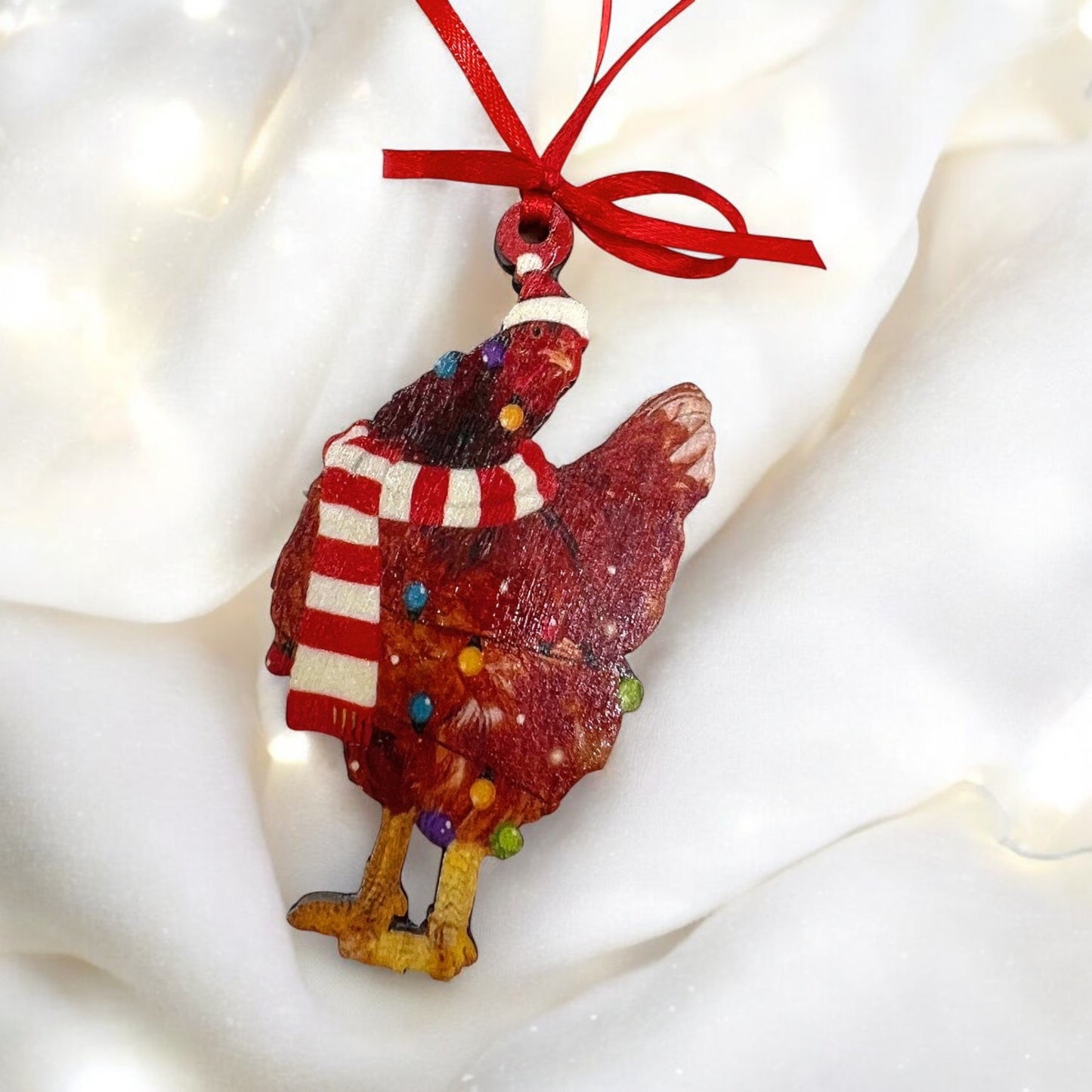 Cluckin' Cute 2024 Red Rooster Christmas Ornament - Personalize Your Holiday Cheer! - Rhythms of Grace Creative