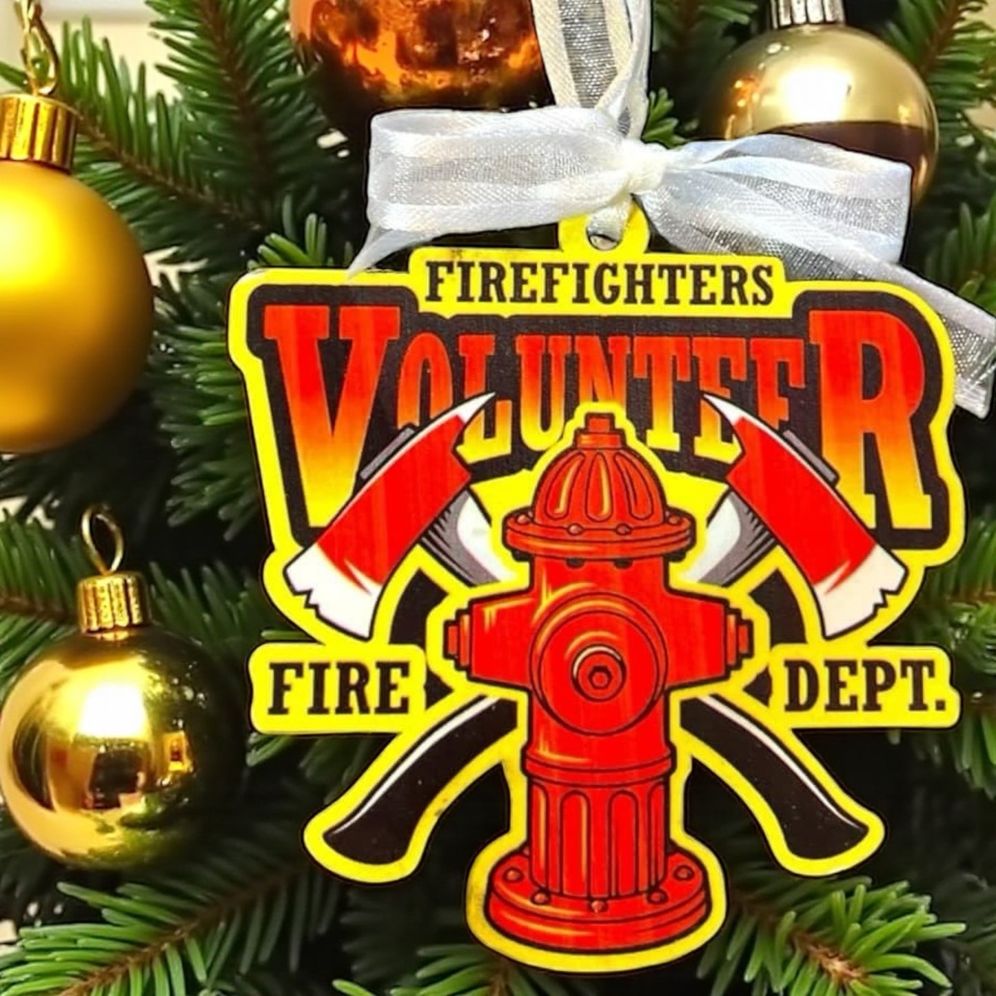 Firefighters Volunteer - Fire Dept Sublimation Ornament
Ignite Your Holiday Spirit!