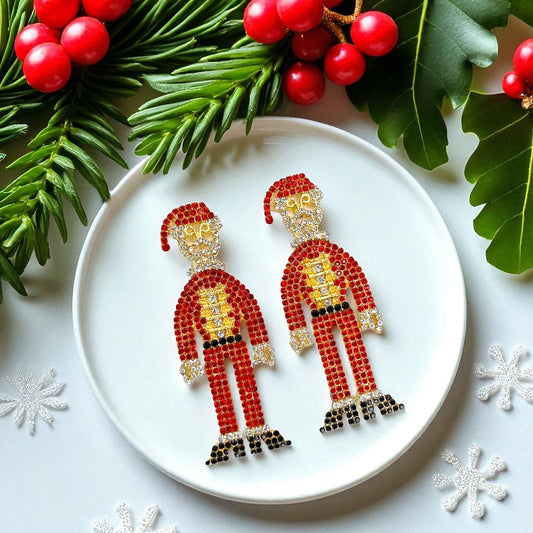 Sparkle and Shine with Santa! Oversized Rhinestone Santa Stud Drop Earrings! 🎅 - Rhythms of Grace Creative