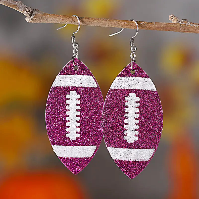 Score Big with Sparkle! Glitter Football Dangle Earrings 🏈