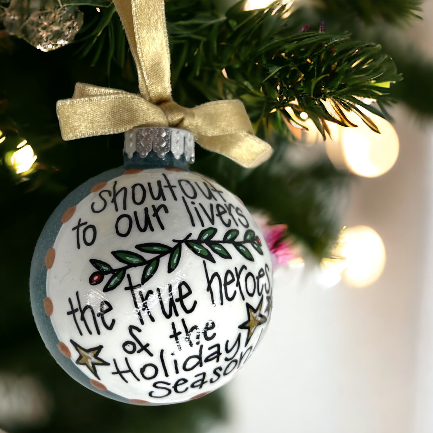 Cheers to Our Livers! 🎉 Hilarious Personalized Holiday Ornament!