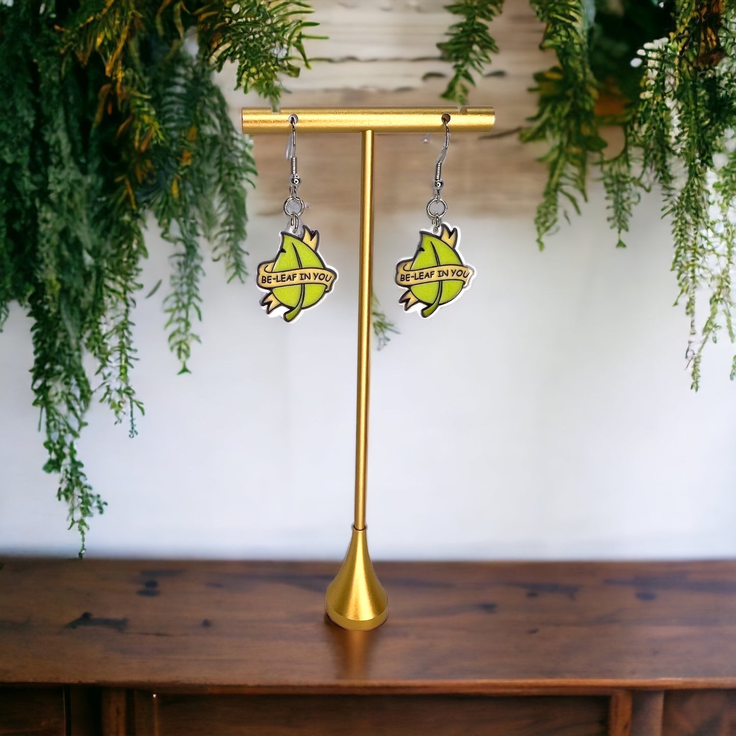 Inspiring Belief Dangle Earrings: Be-Leaf in You! 🌿 - Rhythms of Grace Creative