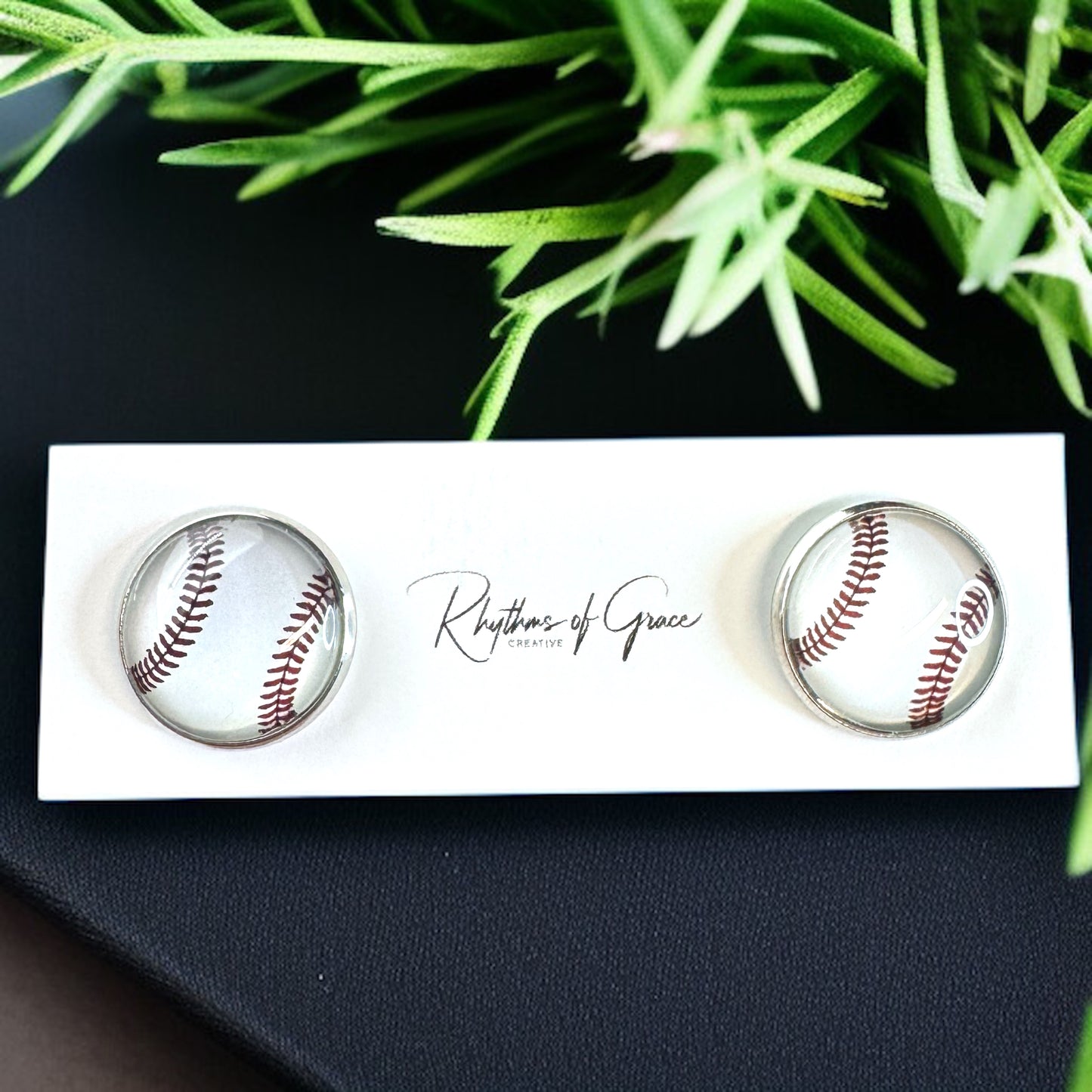 Hit a Style Home Run with Baseball Cabochon Stud Earrings! ⚾️
