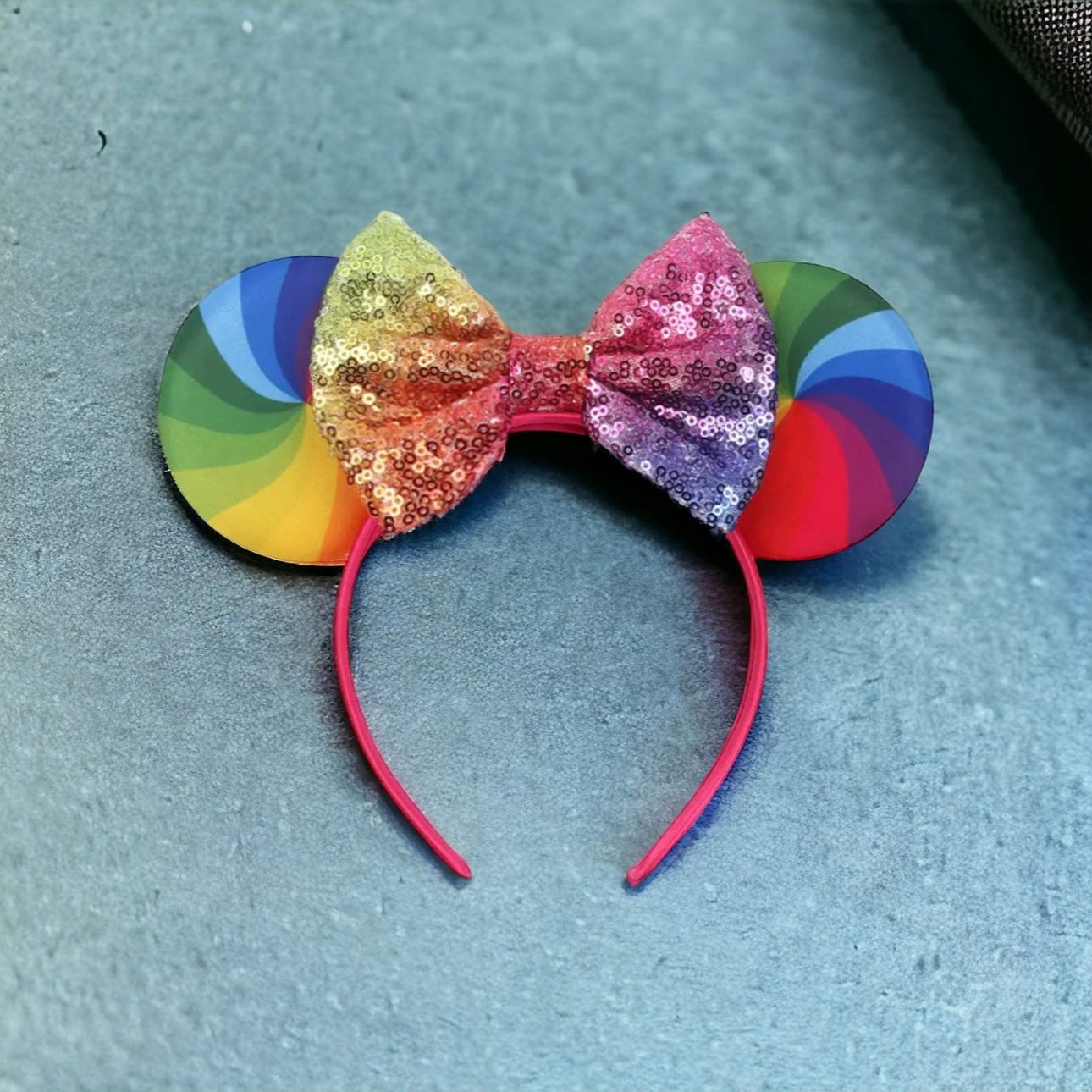 Vibrant Rainbow Mouse Ears with 5" Sequin Bow - NEW! Pride Parade