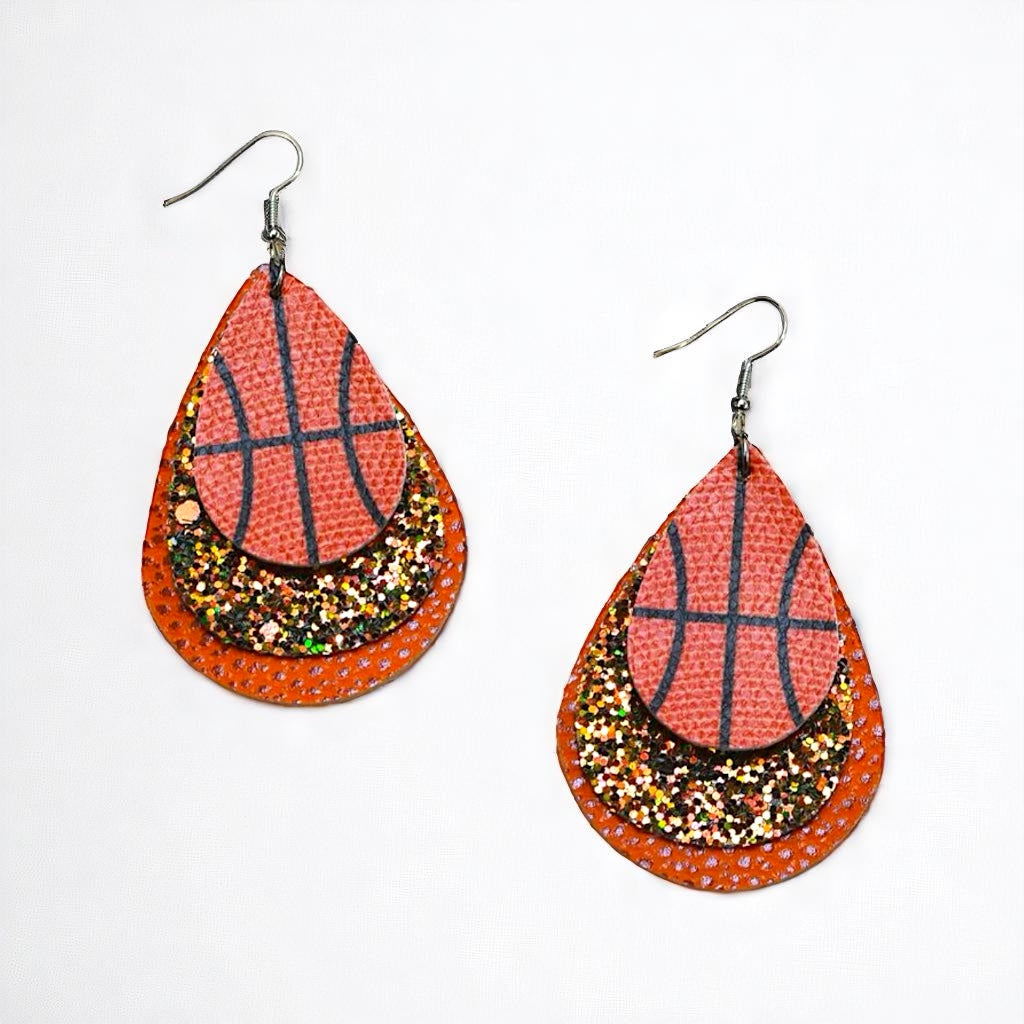 Sparkle on the Court: Basketball Glitter Dangle Earrings 🏀