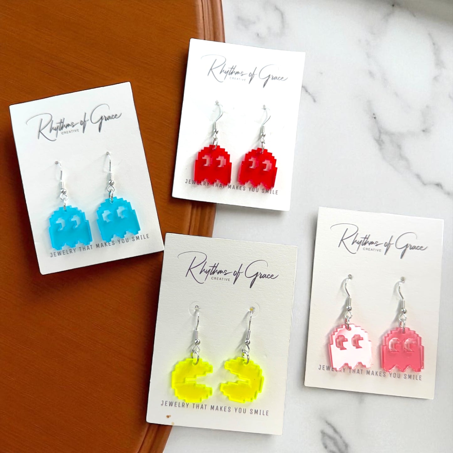 PAC-MAN Party Earrings Set - Embrace 80's Retro with Handmade Dangle Fun! - Rhythms of Grace Creative