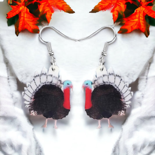 Turkey Earrings - Thanksgiving Earrings, Thanksgiving Accessories, Turkey Trot, Thanksgiving Turkey Earrings - Rhythms of Grace Creative