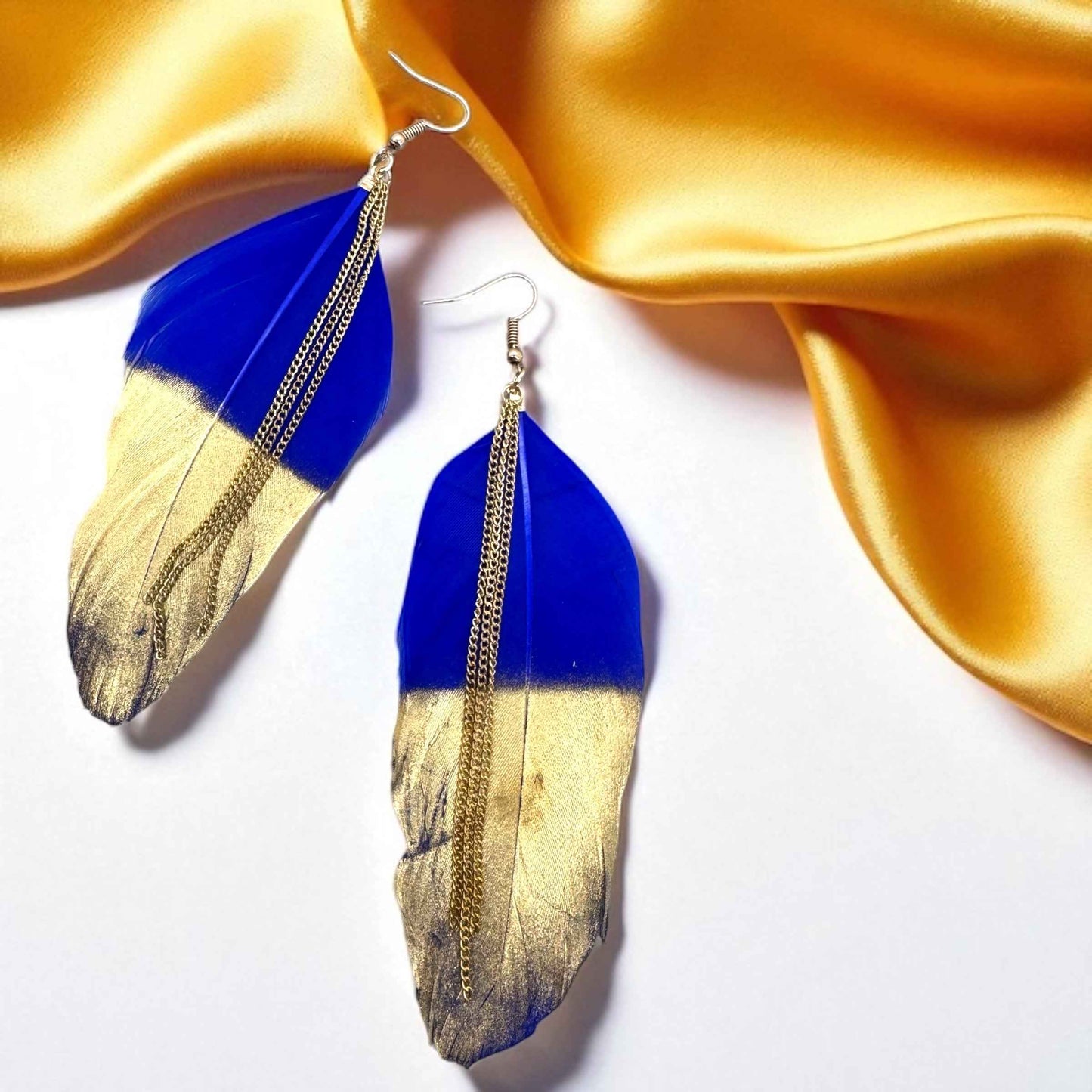 Gold Dipped Feather Earrings: Dance Into the Festivity!