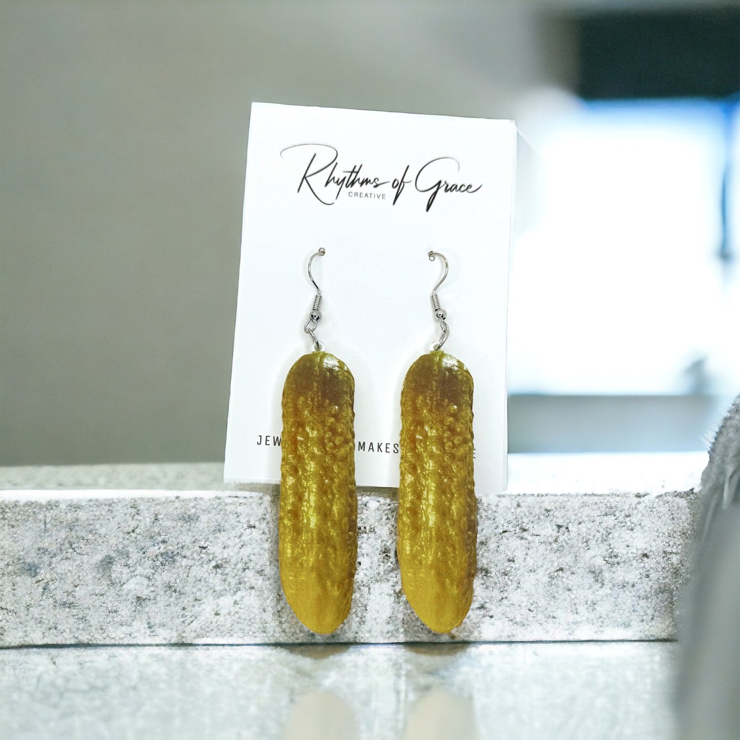 Pucker Up! Playful Pickle Dangle Earrings Sparkle!