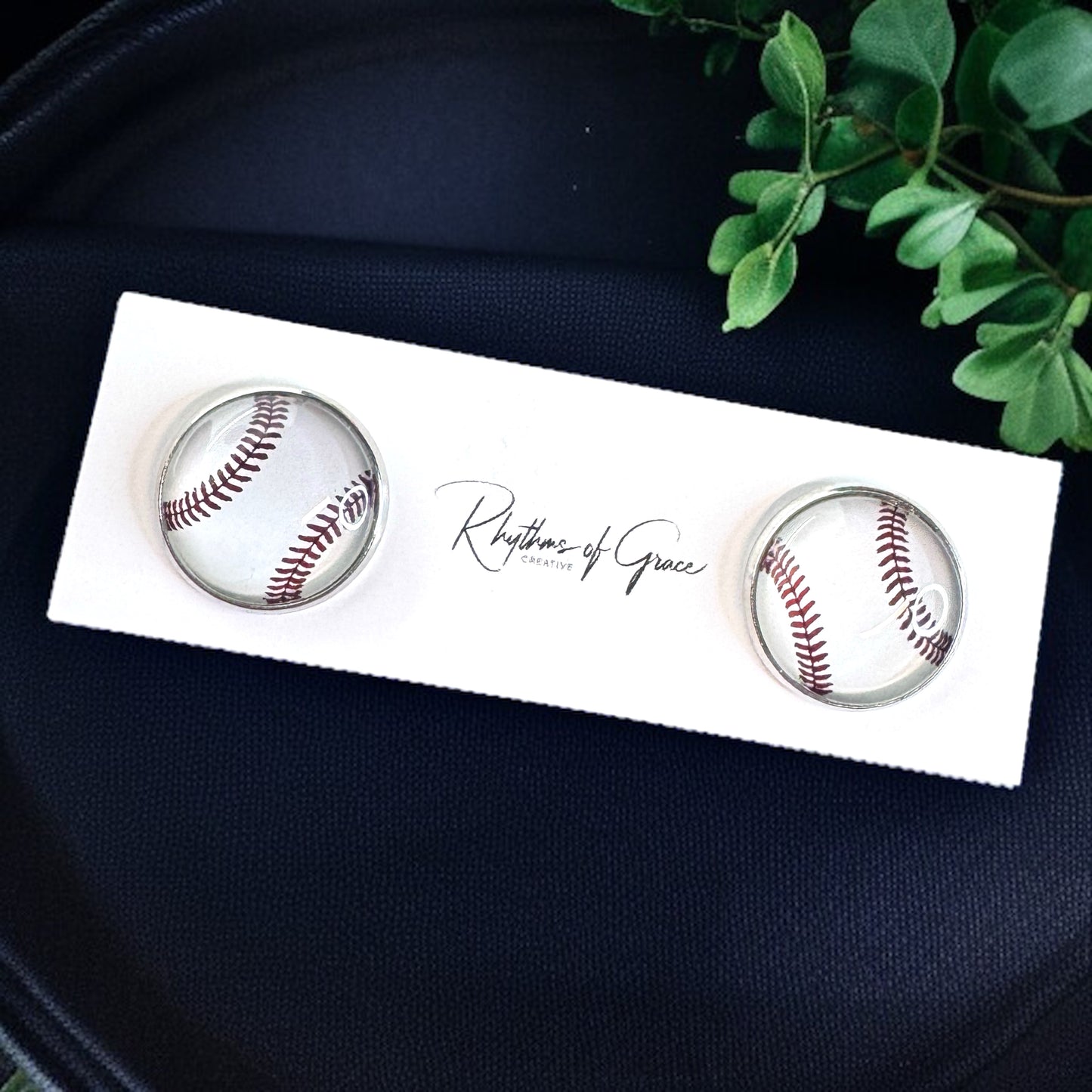 Hit a Style Home Run with Baseball Cabochon Stud Earrings! ⚾️