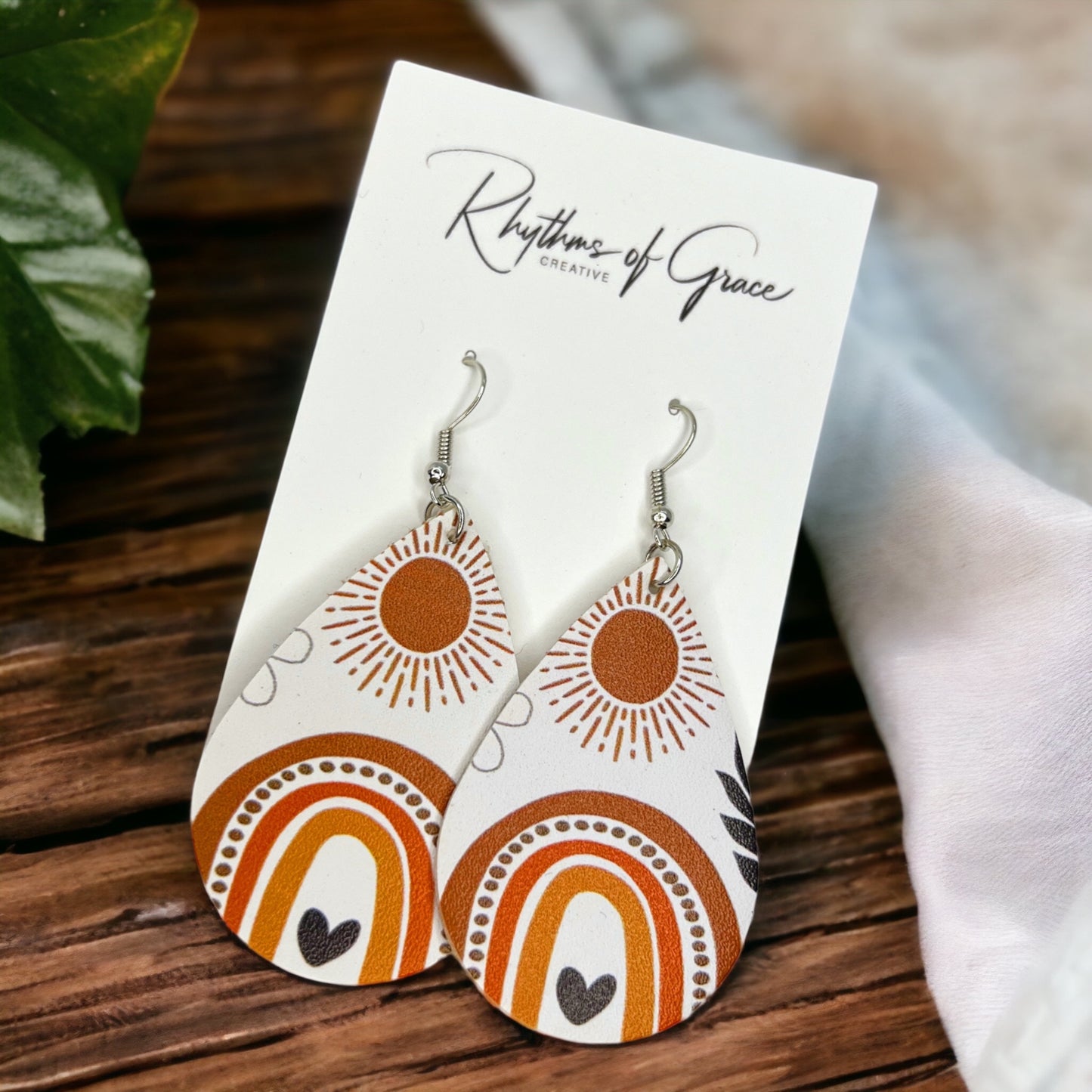 Earth Tones Earrings - Neutral Earrings, Boho Chic, Teardrop Earrings, Bohemian Style - Rhythms of Grace Creative