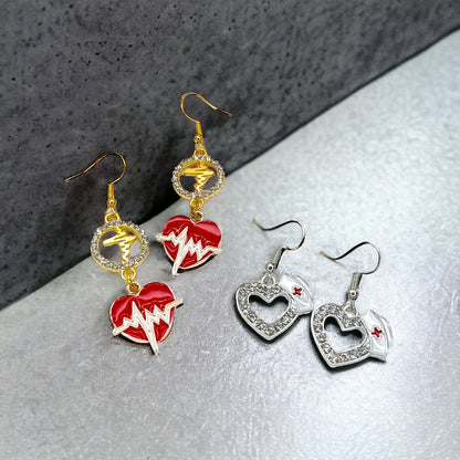 Medical Staff Drop Earrings Set - Unique and Stunning - Rhinestones, Acrylic, Stainless Steel
