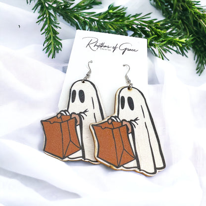 Ghost Earrings - Halloween Earrings, Halloween Accessories, Halloween Costume, Trick or Treat, Old School Halloween