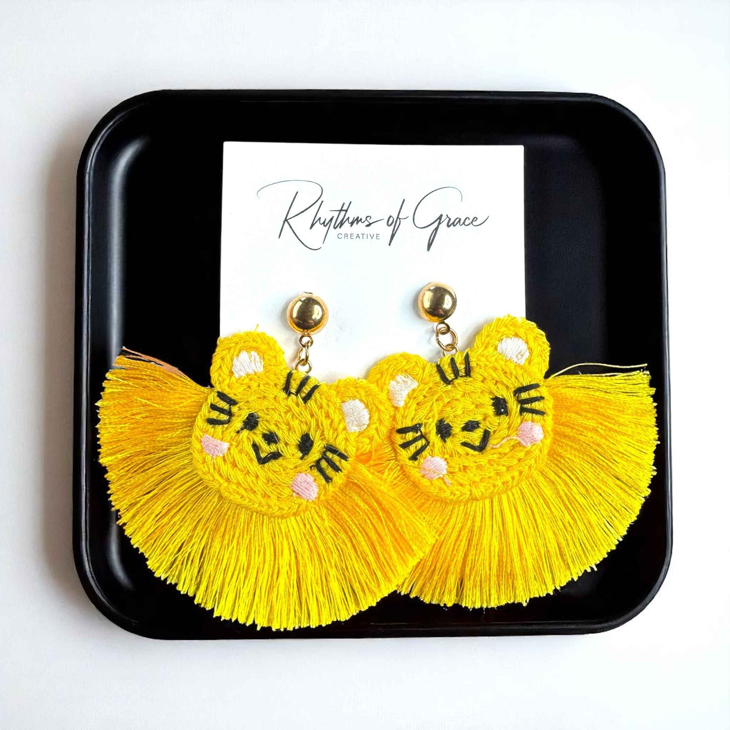 Wildly Stylish Tiger Earrings - Handmade Crocheted Animal Jewelry & Accessories!