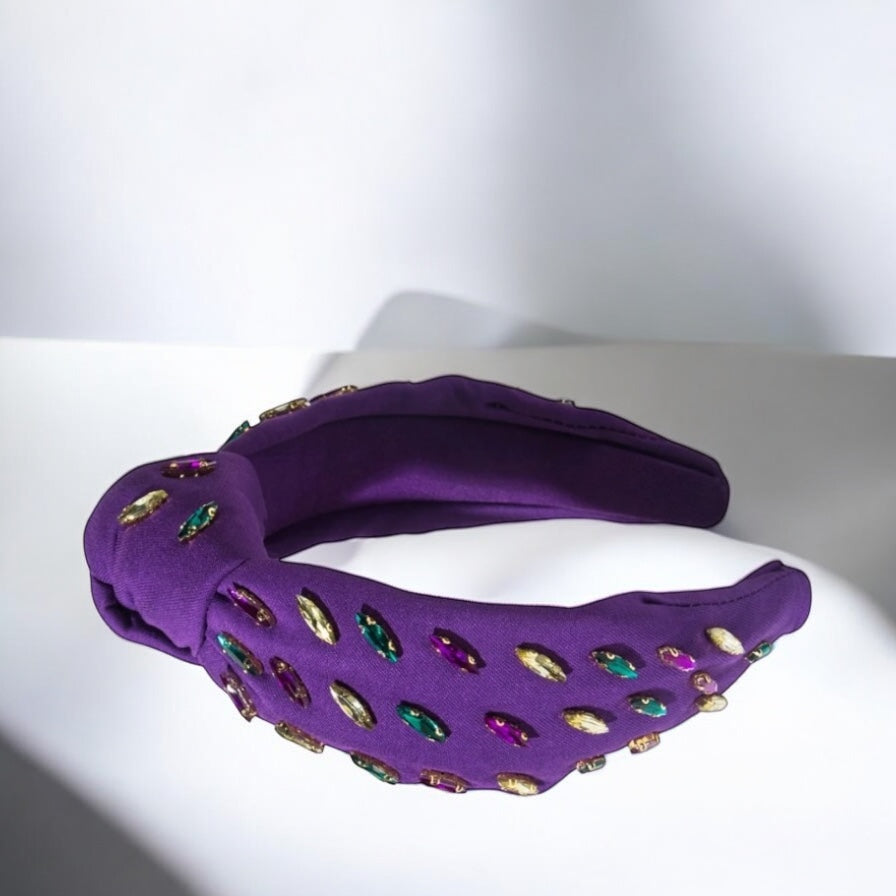 Sparkly Mardi Gras Headband - Vibrant Purple, Green, & Gold 🎭