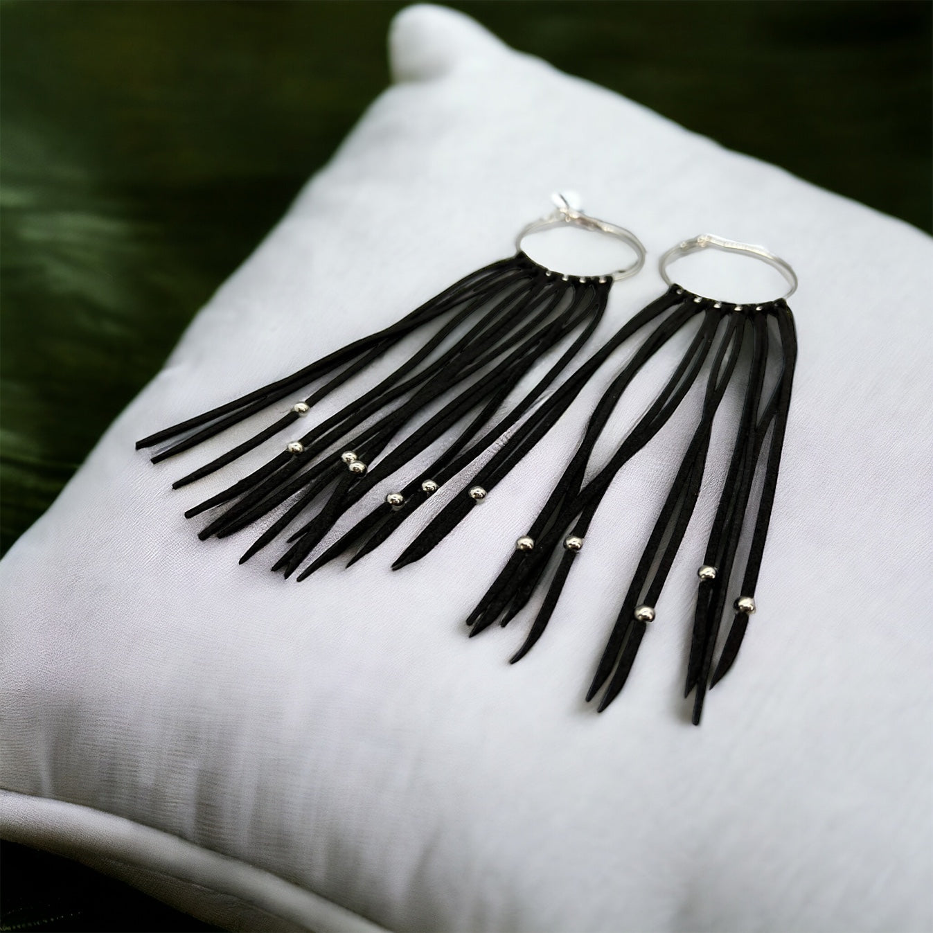 Black Fringe Earrings - Boho Chic, Western Style, Black Leather, Fringe Accessories, Boho Earrings - Rhythms of Grace Creative