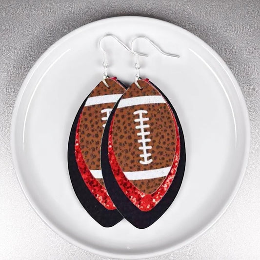Game Day Glam: Black and Red Football Earrings for the Ultimate Fan!