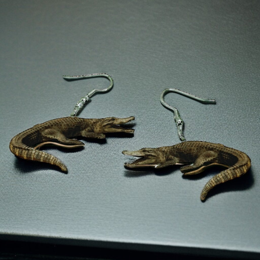 Unleash Your Wild Style with Fierce Alligator Dangle Earrings!
