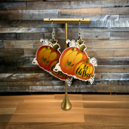 Be Blessed Earrings - Thanksgiving Earrings, Thanksgiving Accessories, Turkey Trot, Autumn Earrings