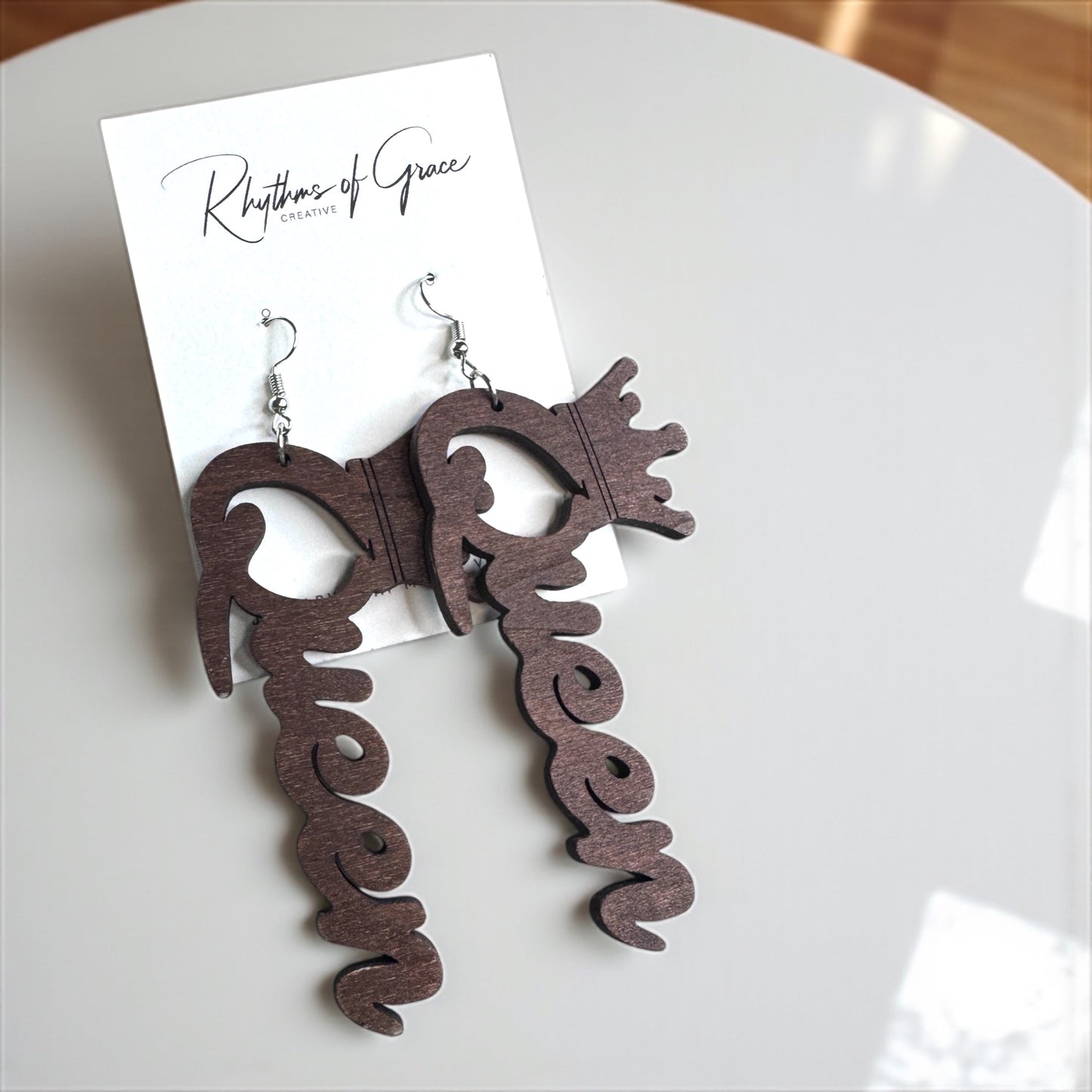 QUEEN Energy Activated – Brown Wood Earrings That Slay
