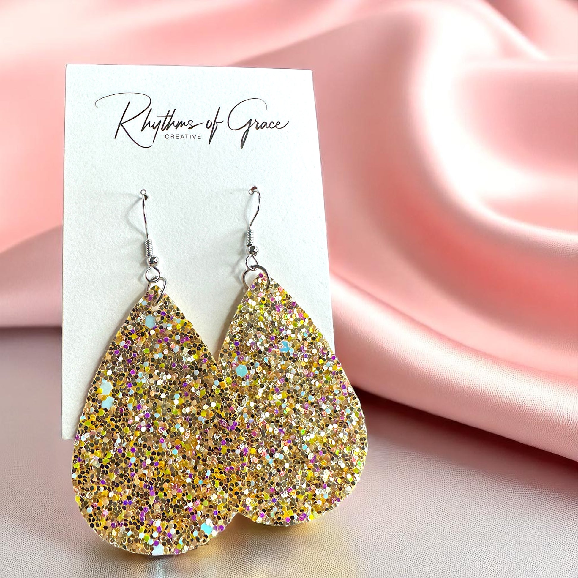 Sparkle & Shine: Glitter Teardrop Dangle Earrings ✨ - Rhythms of Grace Creative