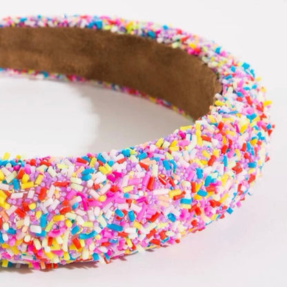 Birthday Sprinkle Headband - Handmade Headpiece, Birthday Girl, Birthday Headband, Beaded Headband