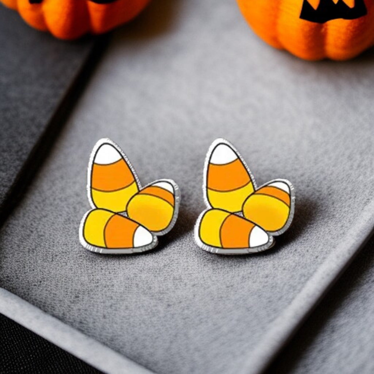 Boo-tiful Candy Corn Stud Earrings - Handmade Halloween Delight! 🎃