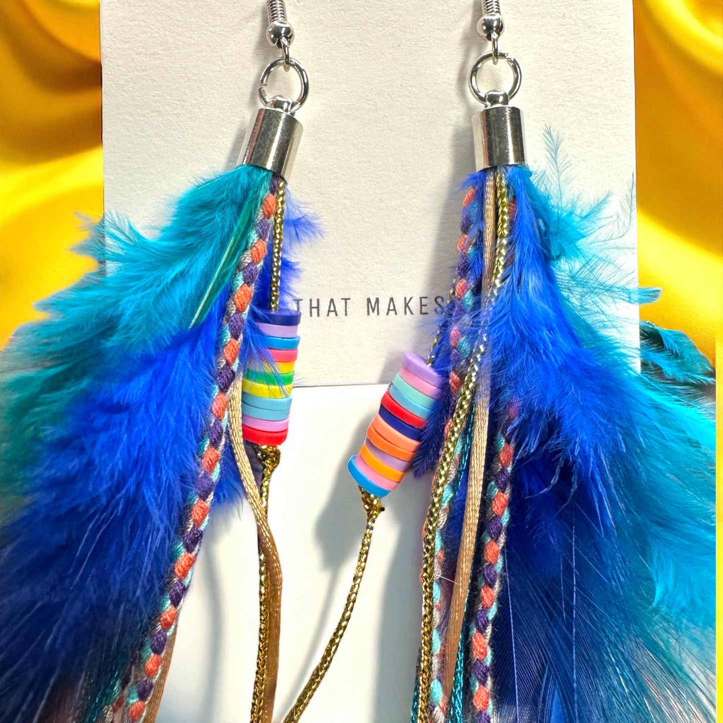 Colorful Boho Chic Feather & Beaded Tassel Dangle Earrings – Two Gorgeous Color Combos!