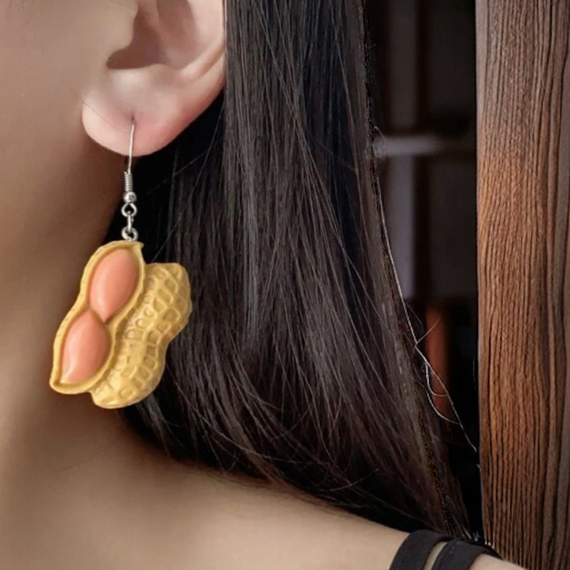 Peanut Earrings - Peanuts, Food Earrings, Peanut Jewelry, Handmade Earrings, Nut Earrings