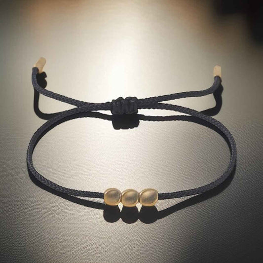 Black & Gold Simple Wish Bracelet - Handmade Jewelry