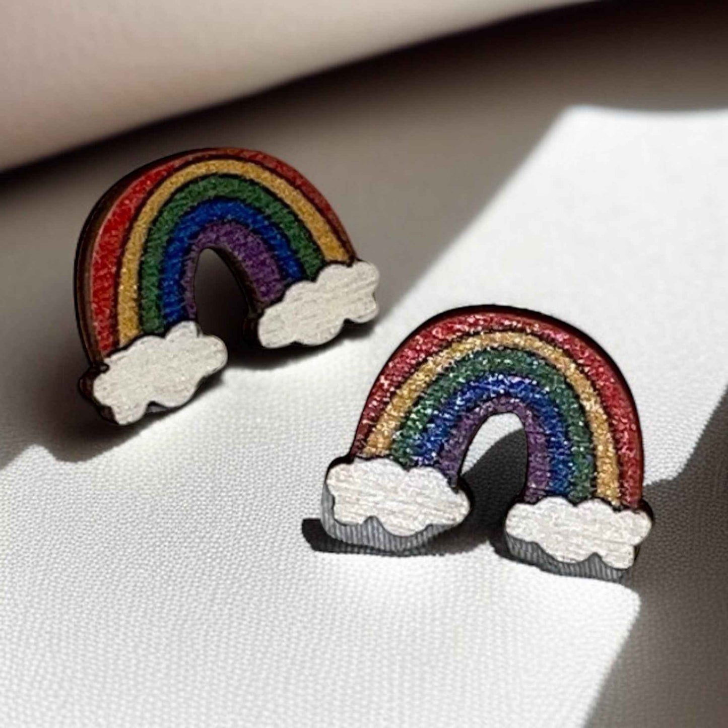 Rainbow Radiance: Handmade Wooden Studs for Every Occasion!