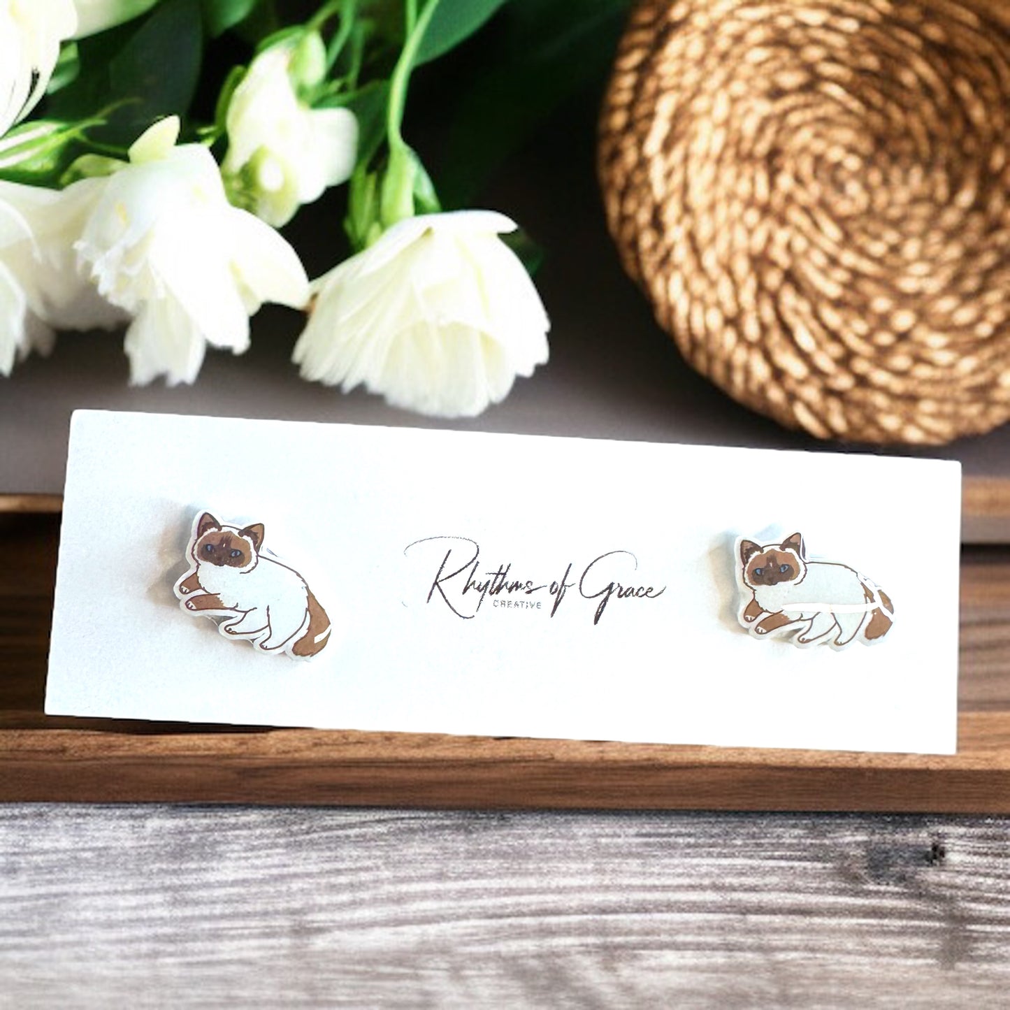 Purr-fectly Chic Siamese Cat Stud Earrings