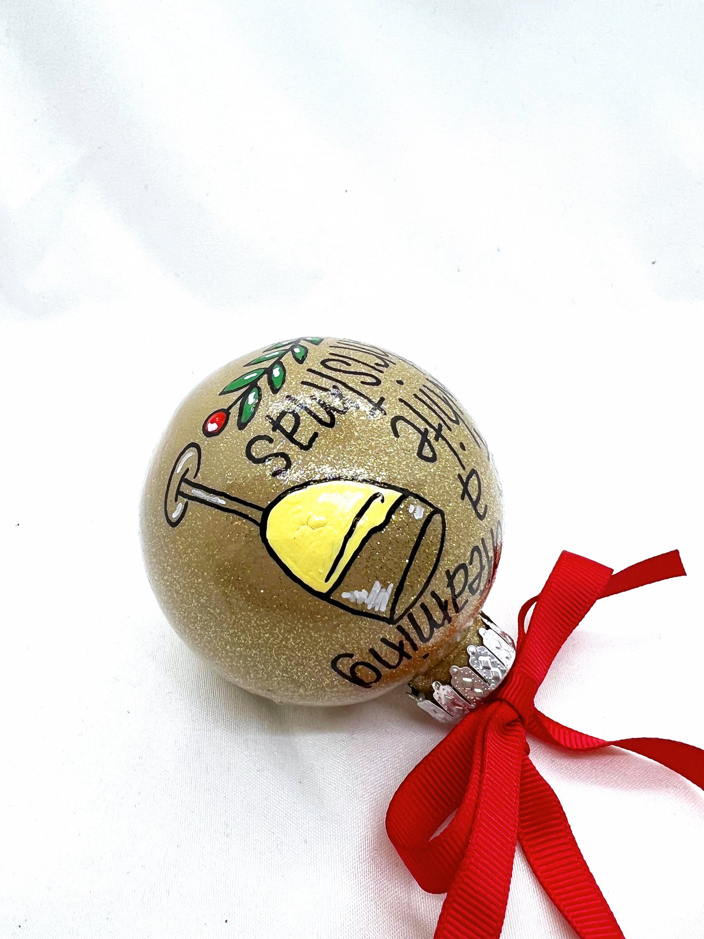 I'm Dreaming of a White Christmas Ornament - White Wine, Christmas Ornament, Holiday Ornament, Wine Glass, Ornament Exchange, Wine Lover - Rhythms of Grace Creative