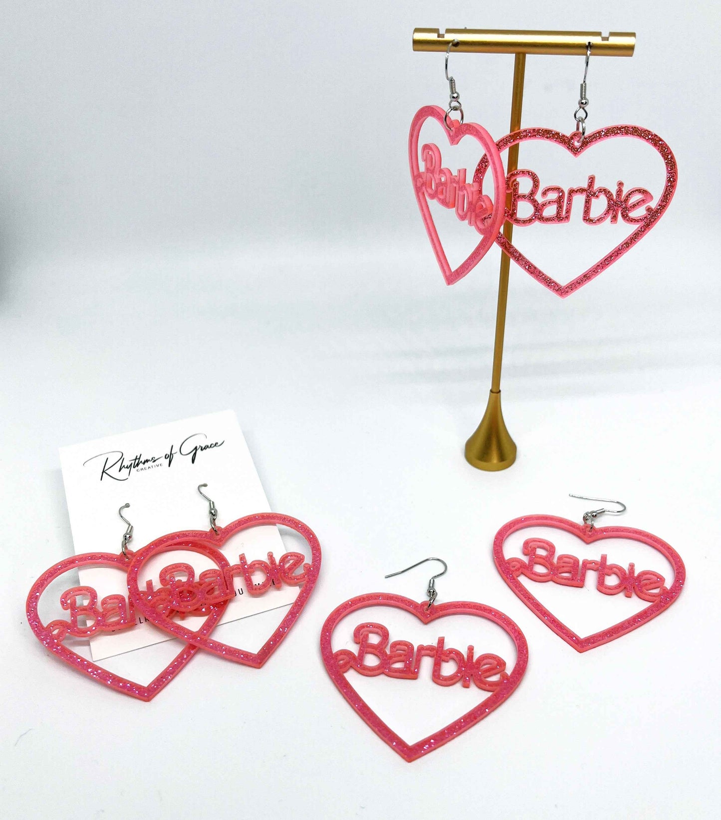 Barbie Earrings - Pink Glitter Earrings
