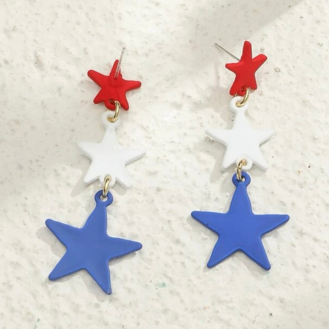 Patriotic Stars Earrings - Shine Bright This Fourth of July!