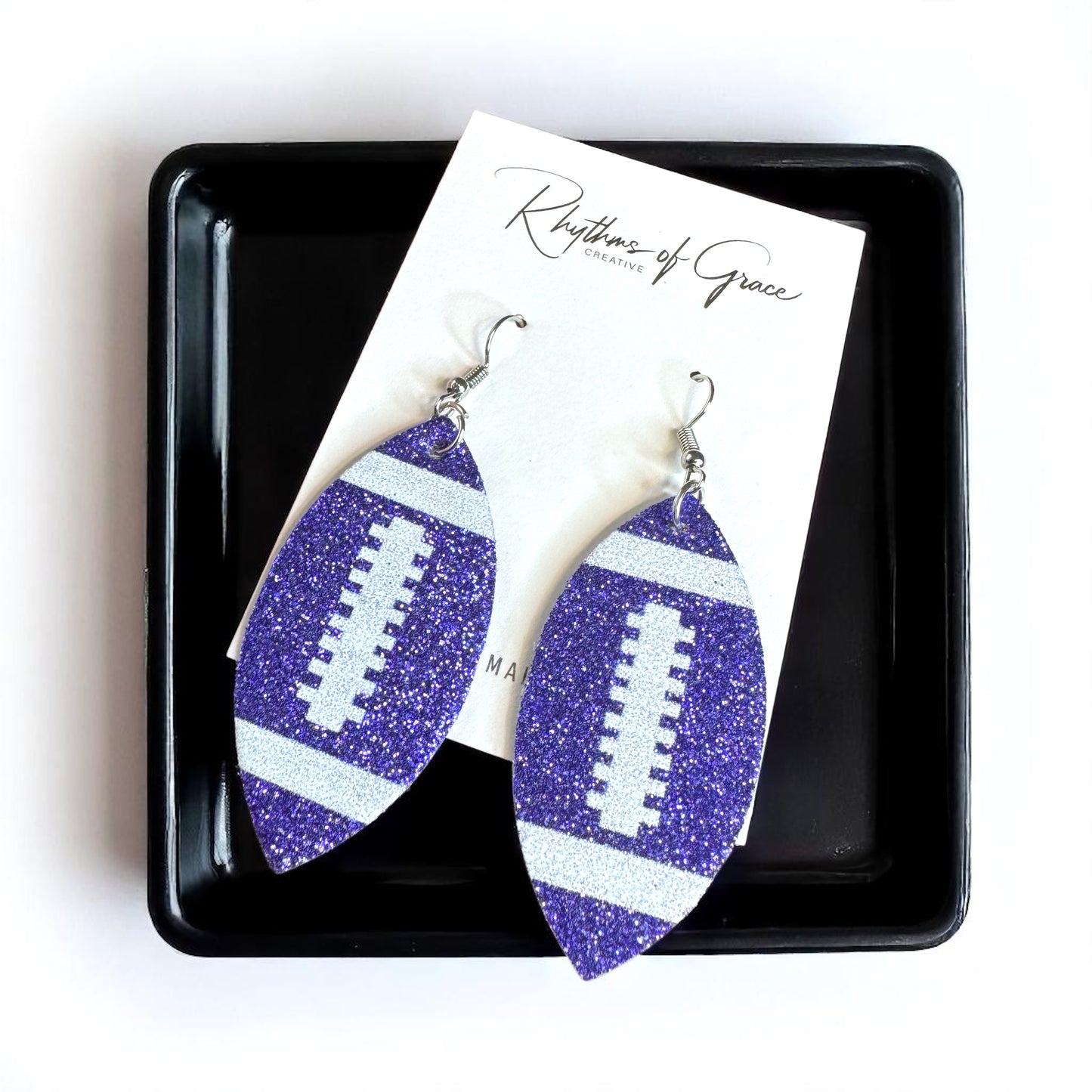 Score Big with Sparkle! Glitter Football Dangle Earrings 🏈