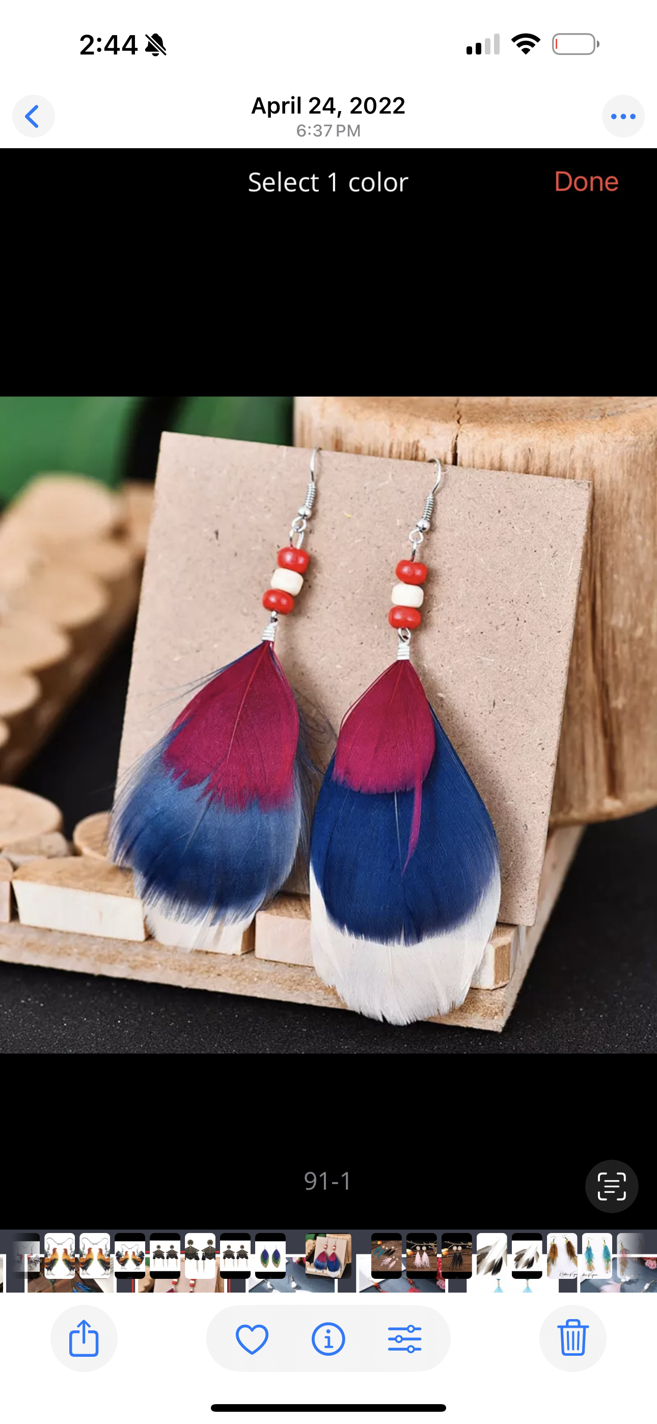 Boho Chic Red, White & Blue Feathered Dangle Earrings