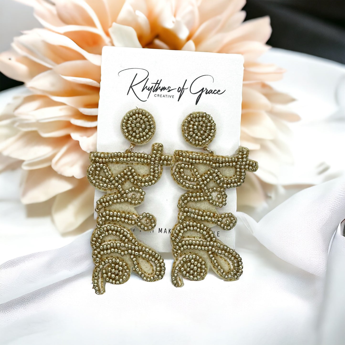 Here Comes the Sparkle – Gold "BRIDE" Beaded Earrings