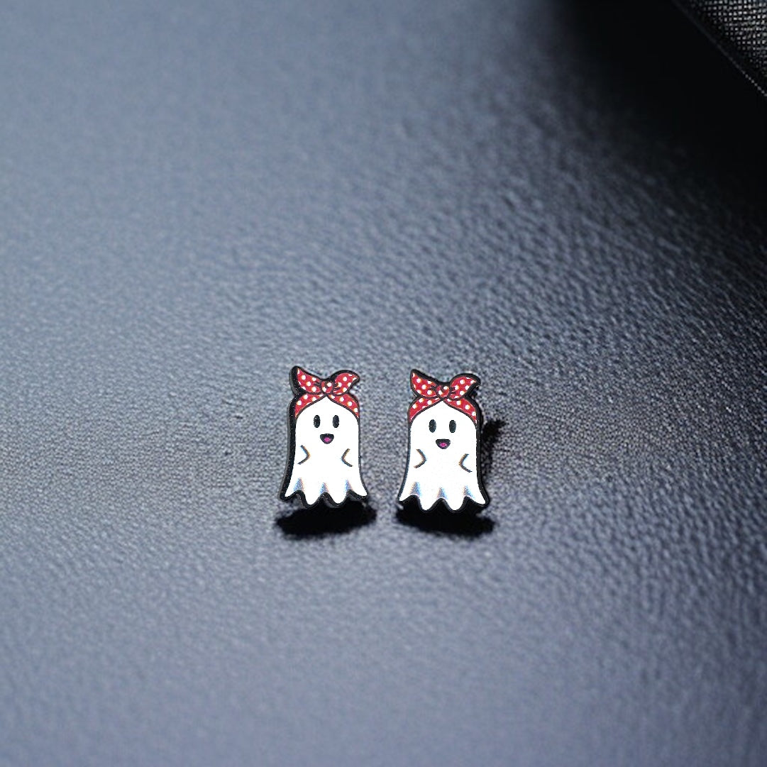 Spooktacular Retro Ghost Stud Earrings 👻