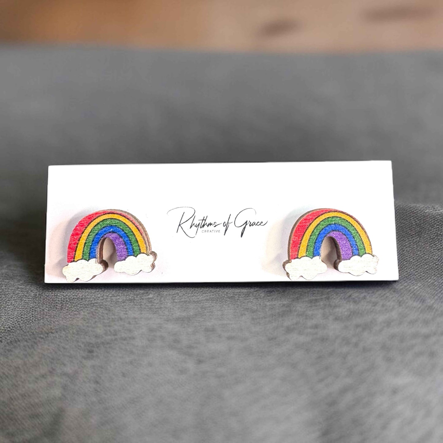 Rainbow Radiance: Handmade Wooden Studs for Every Occasion!