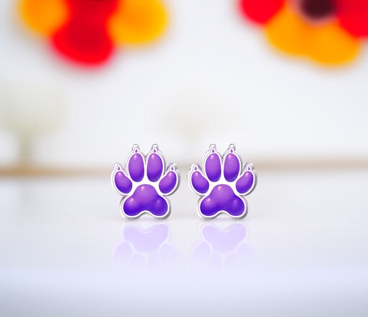 Vibrant Paw Print Studs – A Pawfect Gift! 🐾 10 Colors Available!