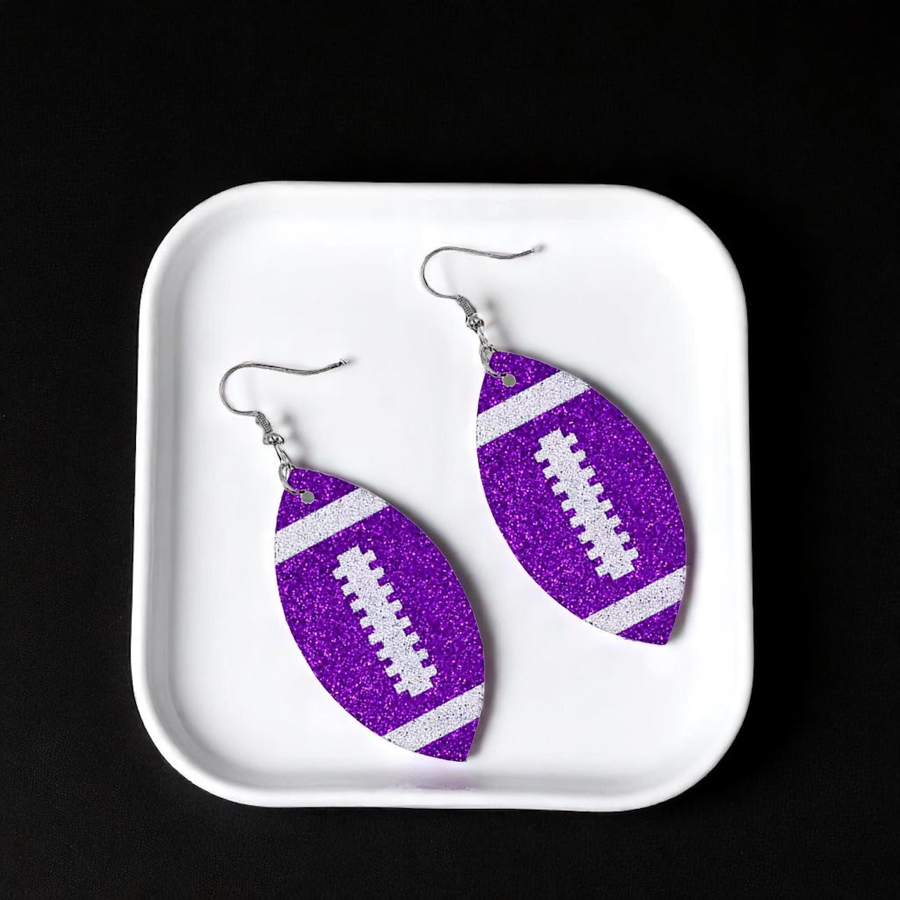 Score Big with Sparkle! Glitter Football Dangle Earrings 🏈