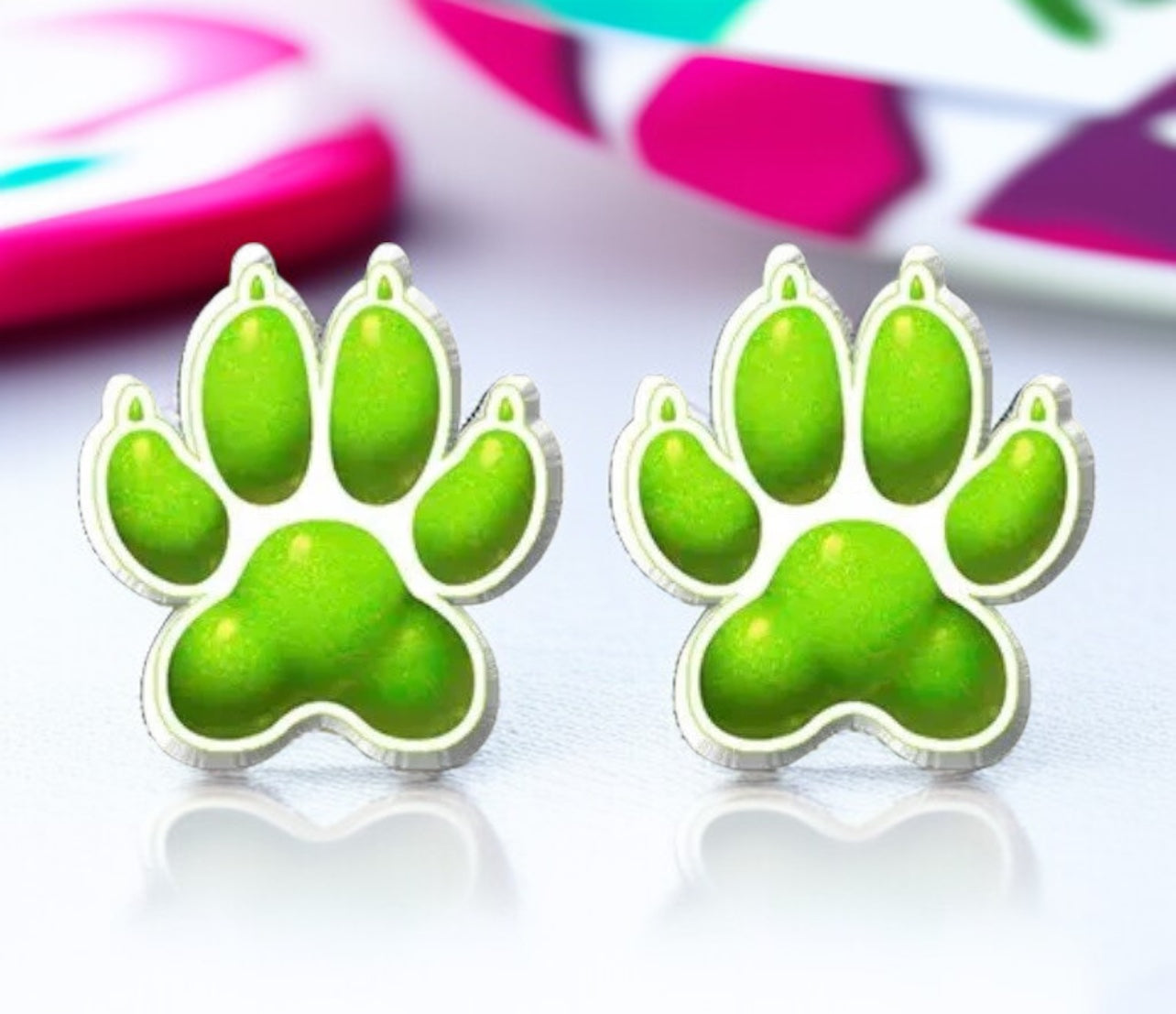 Vibrant Paw Print Studs – A Pawfect Gift! 🐾 10 Colors Available!