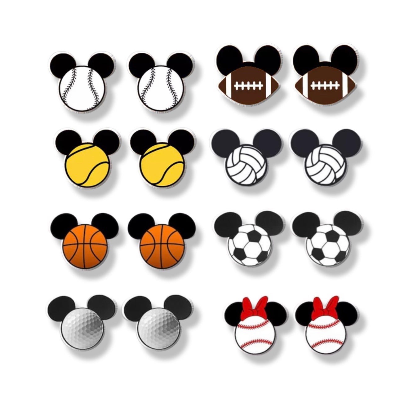 Mouse Ears Sports Stud Earrings: Jewelry for Athletes and Theme Park Lovers!