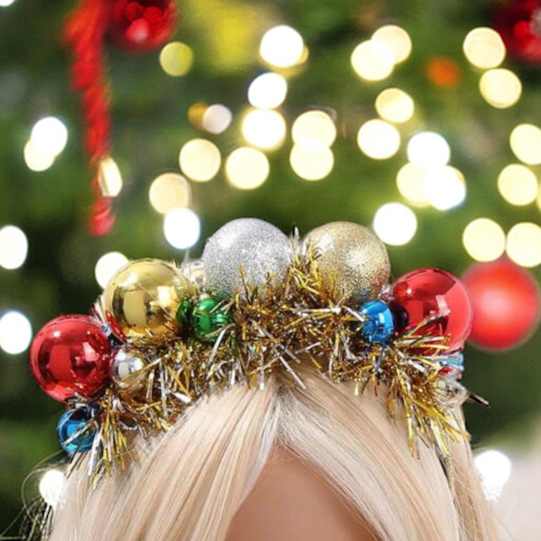 Ho Ho Ho-liday Glam: Red & Green Christmas Ornament Headband!