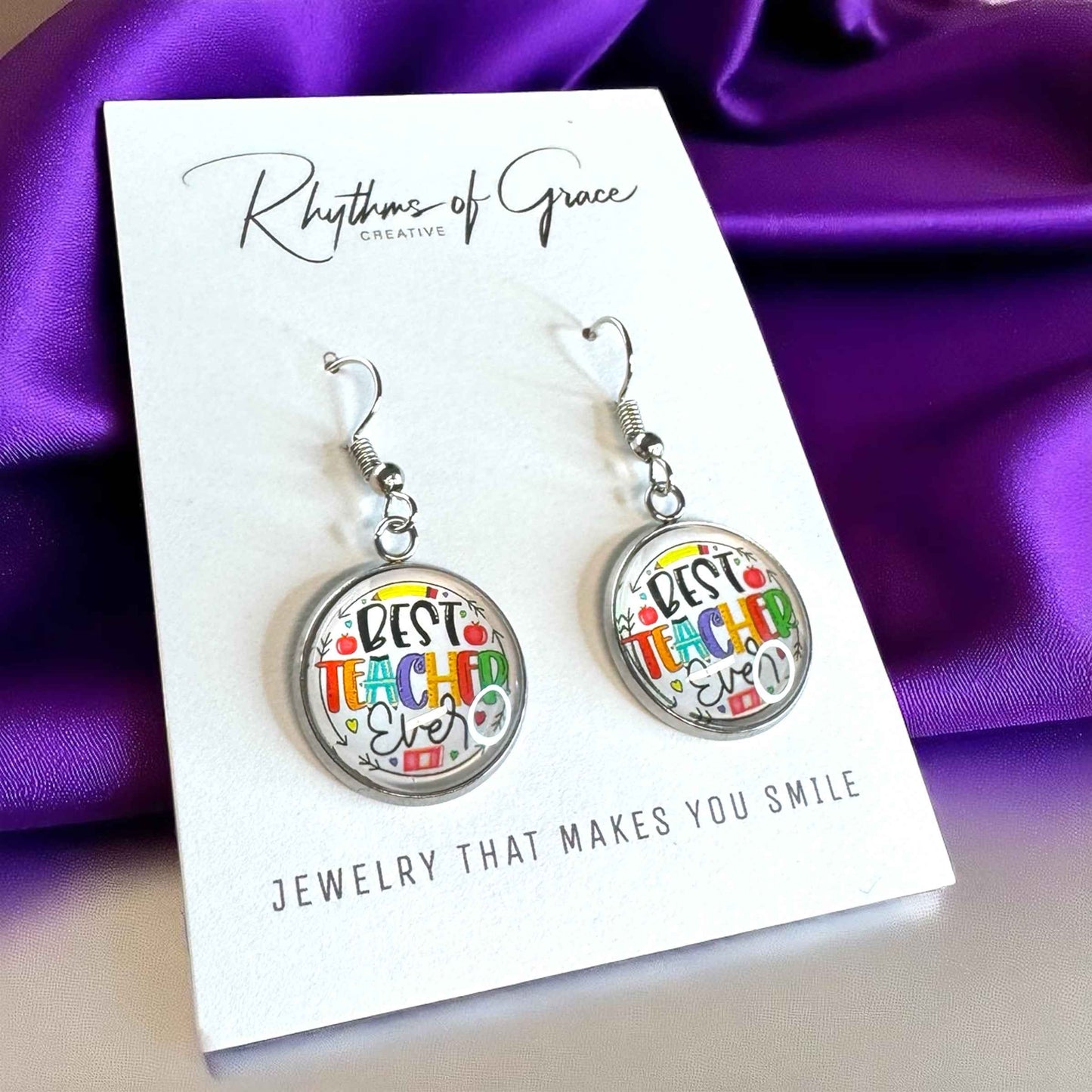 Inspire & Shine with Teacher Cabochon Dangle Earrings!